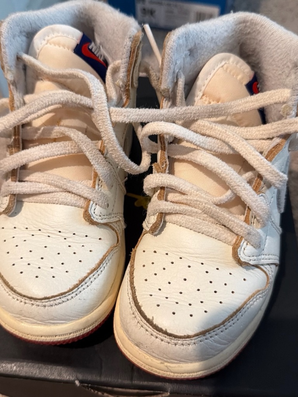 Jordan Kids White and Tan Accent High-Top Sneakers